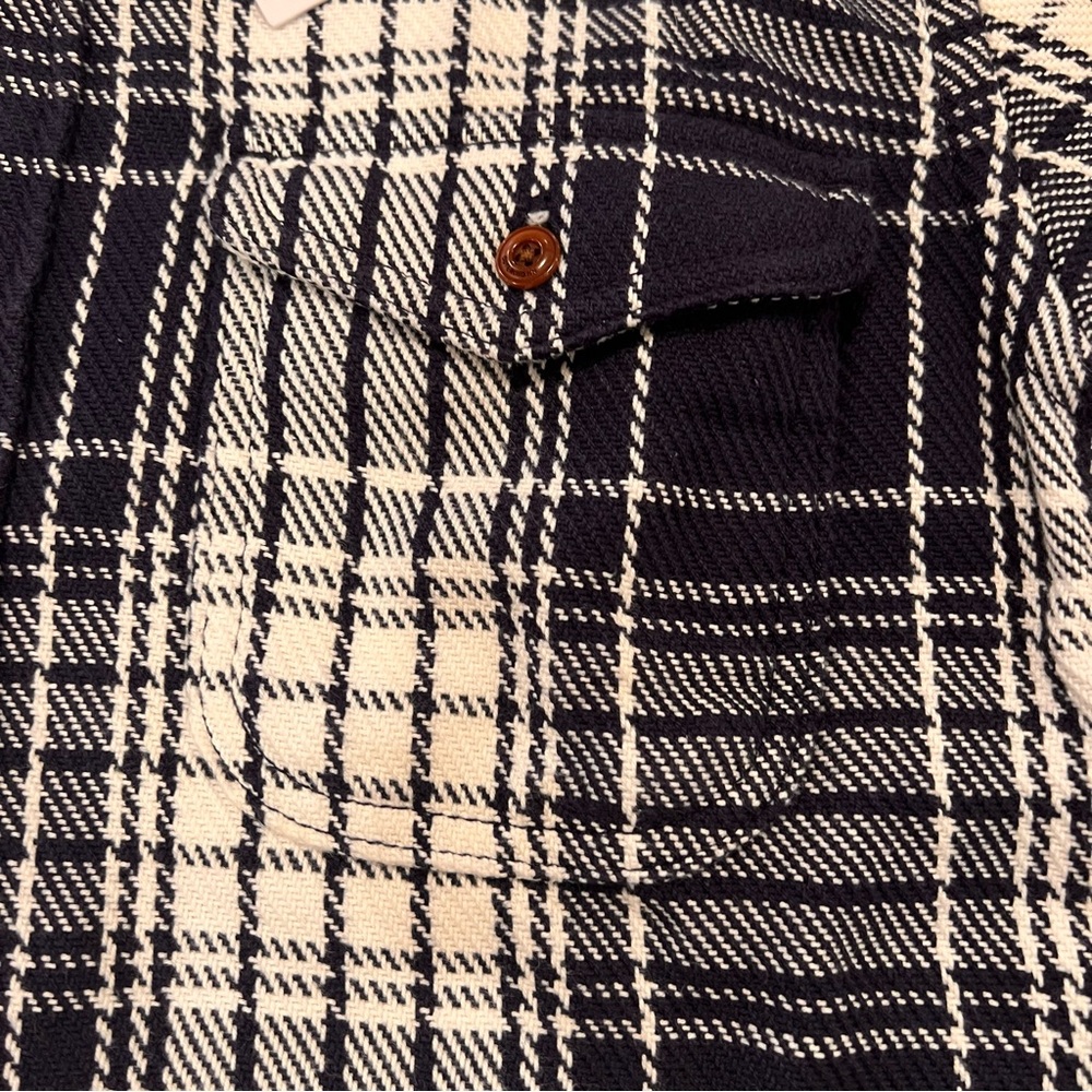 NEW OUTERKNOWN Flannel Blanket Shirt‎ Atlantic Blue Bigbury Plaid Small - Picture 9 of 16